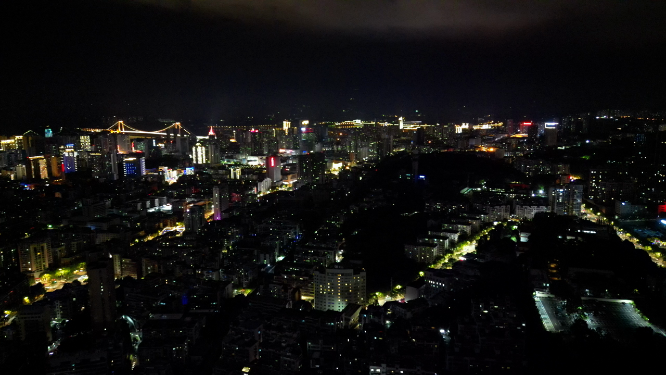 湖北宜昌城市夜景灯光航拍