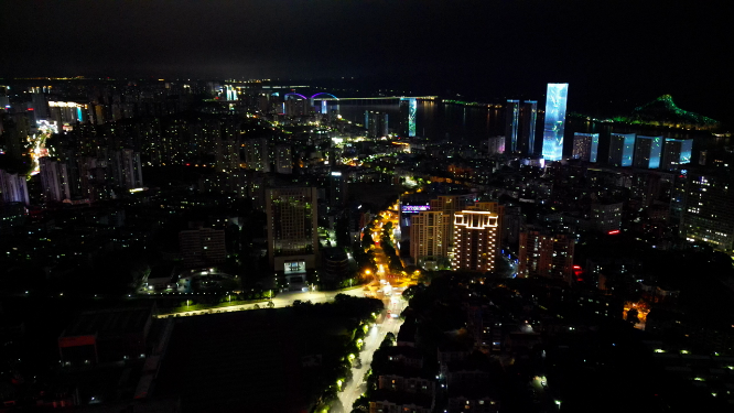 湖北宜昌城市夜景灯光航拍
