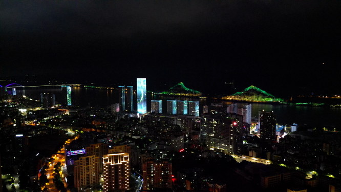 湖北宜昌城市夜景灯光航拍