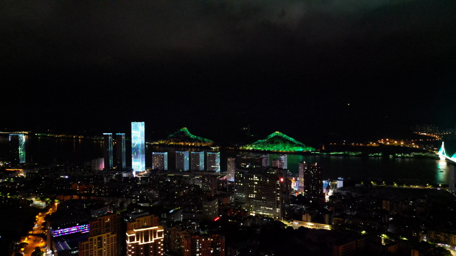 湖北宜昌城市夜景灯光航拍