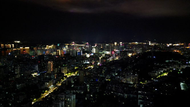 湖北宜昌城市夜景灯光航拍