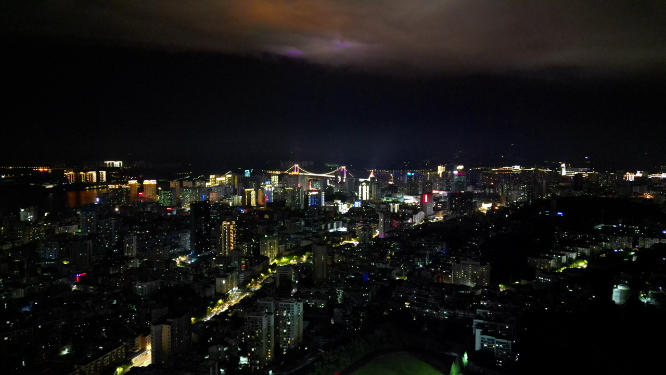 湖北宜昌城市夜景灯光航拍