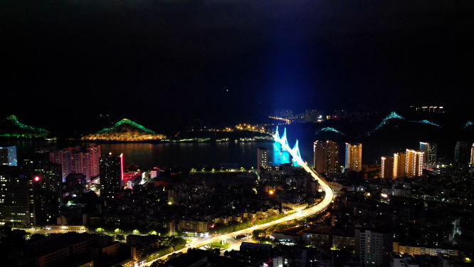 湖北宜昌城市夜景灯光航拍