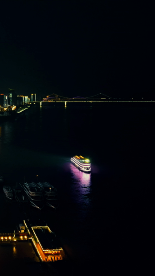湖北宜昌城市夜景竖屏航拍