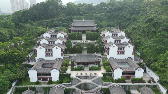 湖北屈原祠5A景区航拍 (