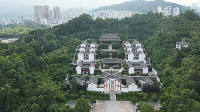 湖北屈原祠5A景区航拍 (