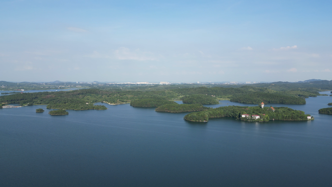 湖北木兰湖5A景区航拍 
