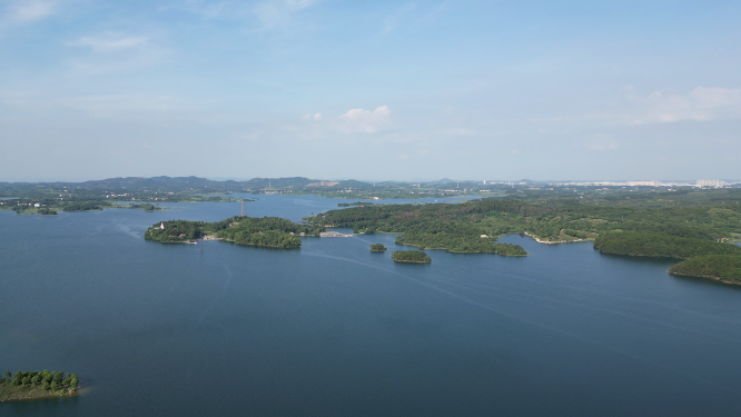 湖北木兰湖5A景区航拍 