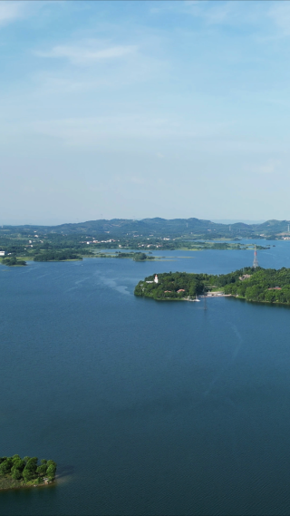 湖北武汉木兰湖5A景区竖屏航拍