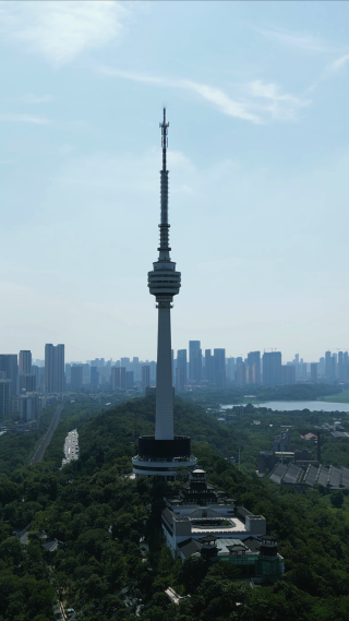 湖北武汉电视塔地标建筑航拍