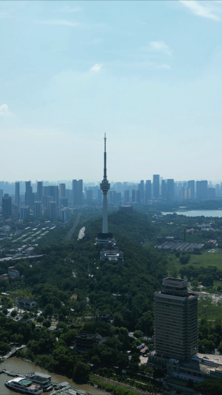 湖北武汉电视塔地标建筑航拍