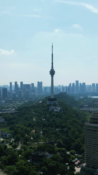 湖北武汉电视塔地标建筑航拍