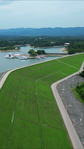 湖北洈水风景区人工大坝竖屏航拍