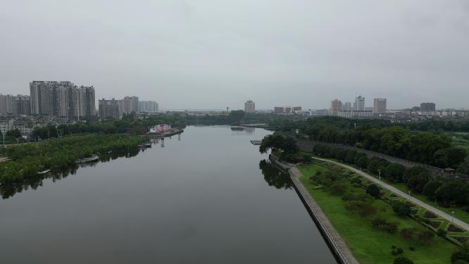 湖北荆州城市绿化植物航拍