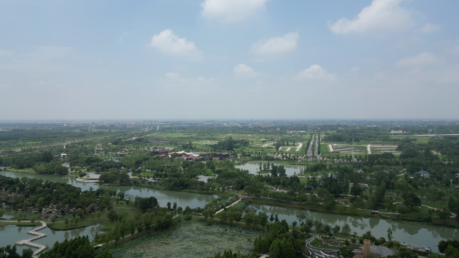 湖北荆州城市湿地公园航拍