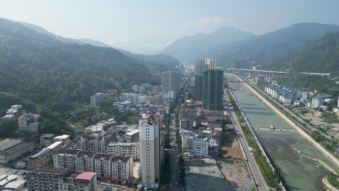 湖北襄阳保康县城市建设航拍