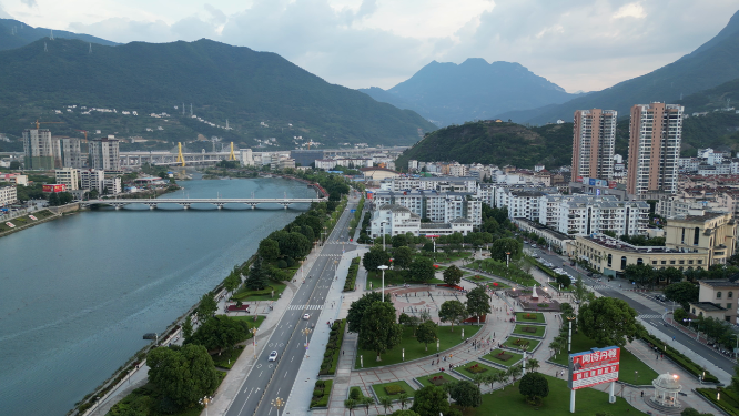 湖北襄阳保康县城市风光航拍