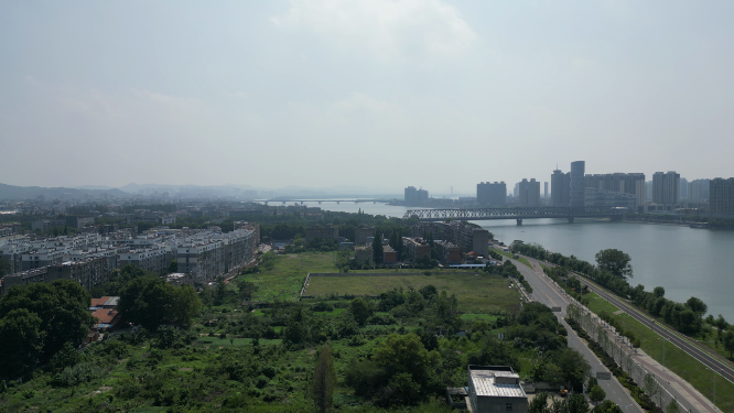 湖北襄阳城市绿化襄阳公园航拍