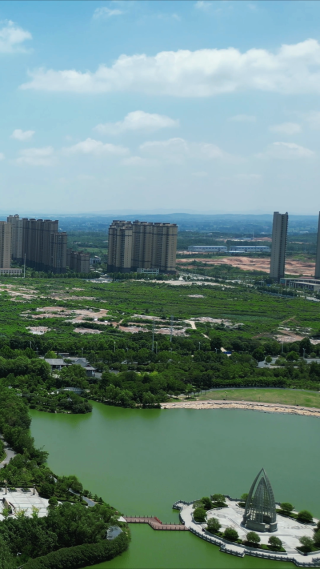 湖北随州城市风光竖屏航拍