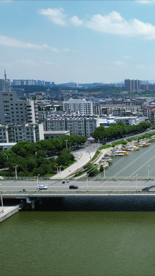 湖北随州跨河桥梁交通航拍