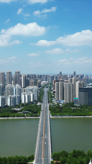 湖北随州跨河桥梁交通航拍