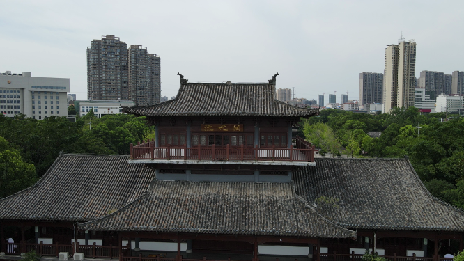 湖北黄冈遗爱湖4A景区航拍