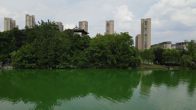 湖北黄冈遗爱湖4A景区航拍