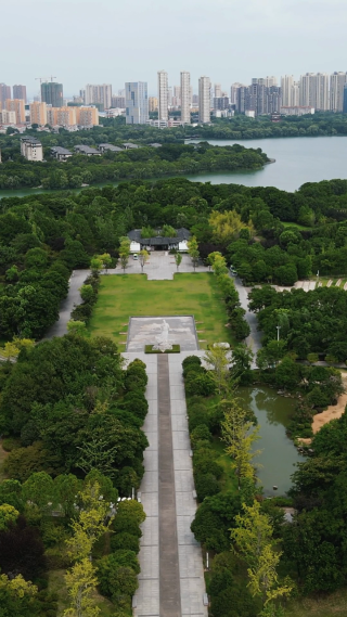 湖北黄冈遗爱湖4A景区航拍
