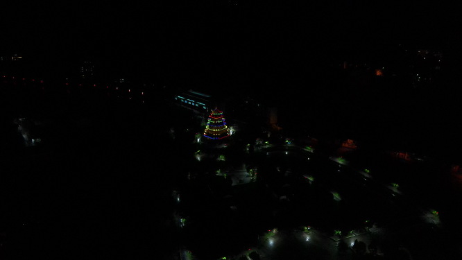 湖南新晃鼓楼夜景航拍