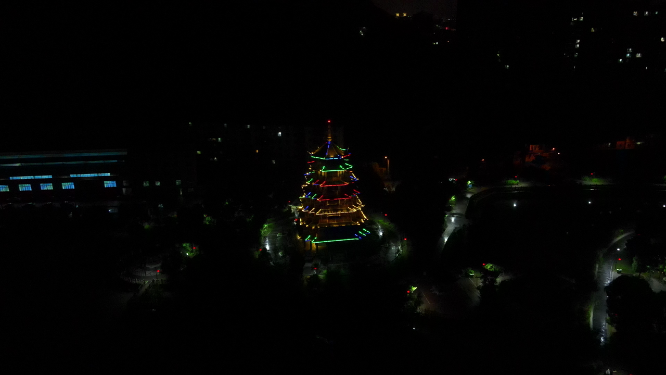 湖南新晃鼓楼夜景航拍