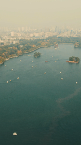 航拍湖南岳阳东湖公园