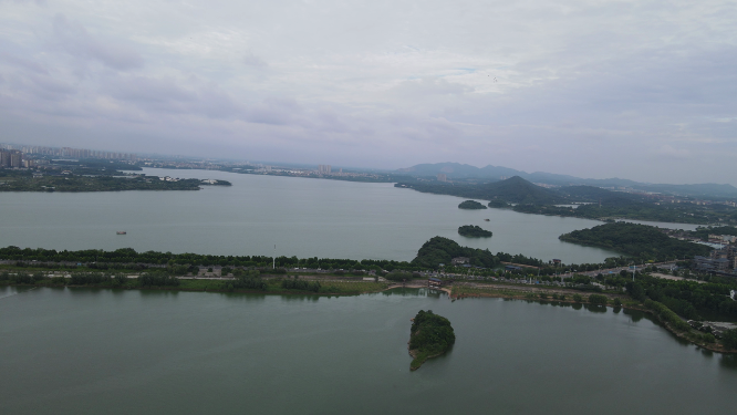 湖南岳阳南湖公园航拍