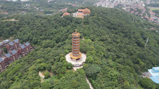 湖南岳阳圣安寺4A景区航拍
