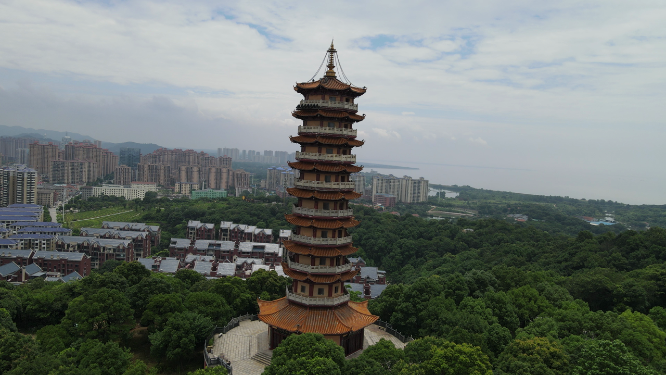 湖南岳阳圣安寺4A景区航拍