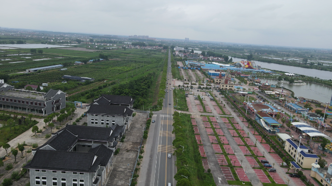 湖南岳阳洞庭湖欢乐世界航拍