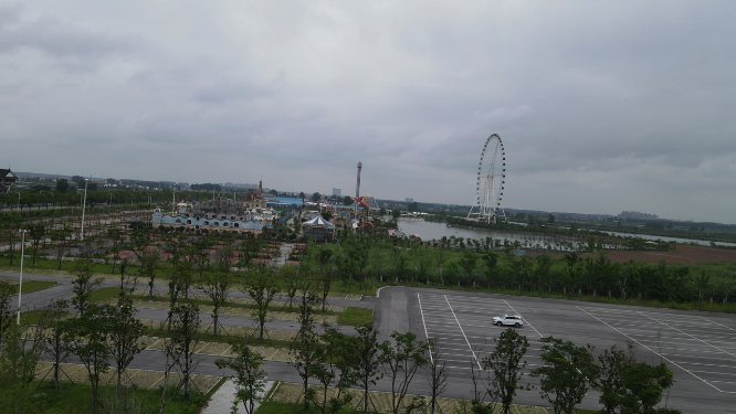 湖南岳阳洞庭湖欢乐世界航拍