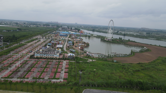 湖南岳阳洞庭湖欢乐世界航拍