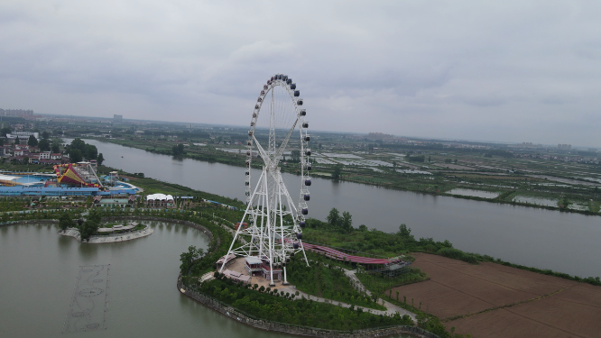 湖南岳阳洞庭湖欢乐世界航拍