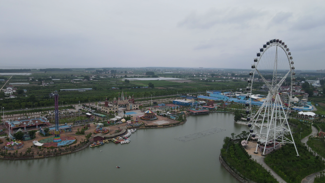 湖南岳阳洞庭湖欢乐世界航拍