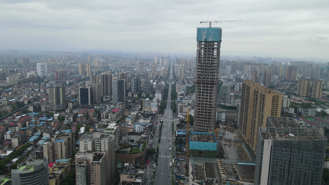 湖南岳阳第一高楼建筑航拍