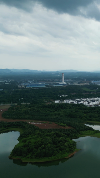 湖南常德清水湖风景区竖屏航拍