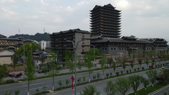 湖南张家界大庸古城航拍
