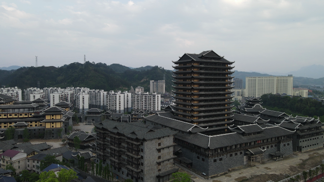 湖南张家界大庸古城航拍