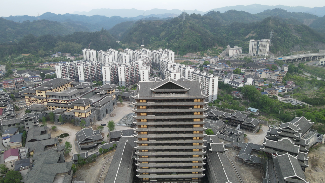湖南张家界大庸古城航拍