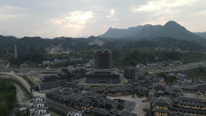 湖南张家界大庸古城航拍