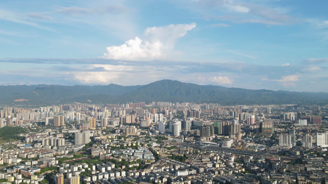 城市航拍江西南昌城市日落晚霞夕阳