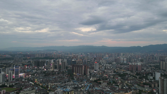 城市航拍江西南昌城市日落晚霞夕阳