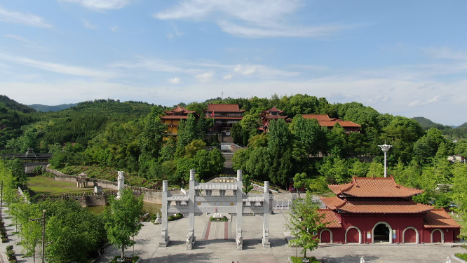 湖南新晃燕来寺古建筑航拍