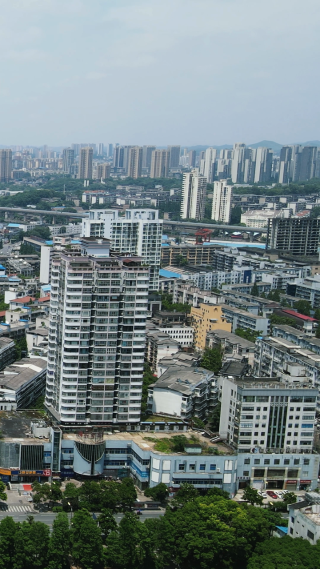 湖南株洲城市风光竖屏航拍