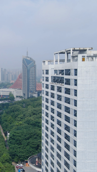 湖南株洲城市风光竖屏航拍